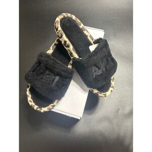 APL NEW Women's Shearling Slide Sandals in Black‎ /Leopard in Size 8 MSRP $195